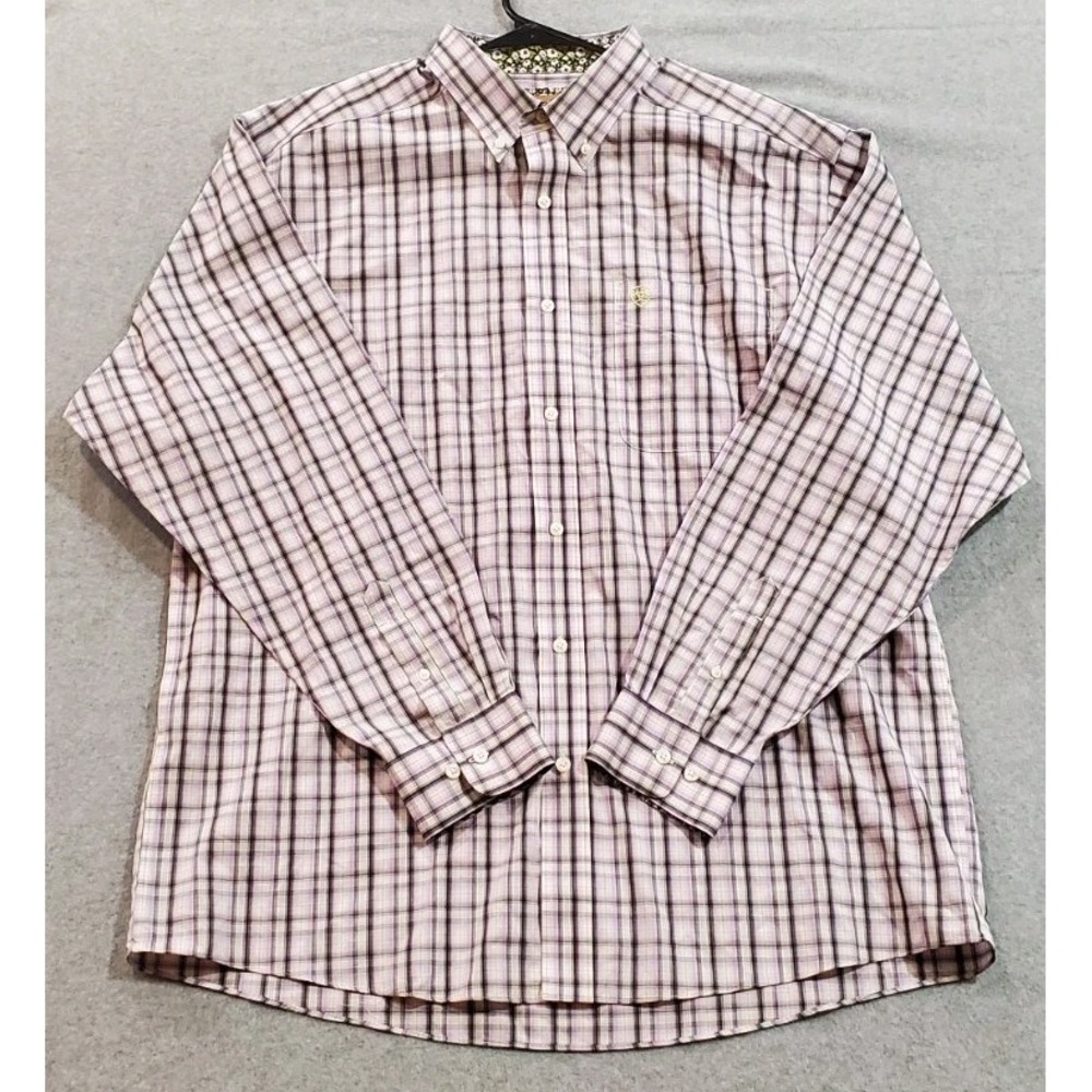 Ariat Men's Long Sleeve Button Down Shirt Size XL, Blue, Wrinkle-Free, Plaid - Picture 1 of 10